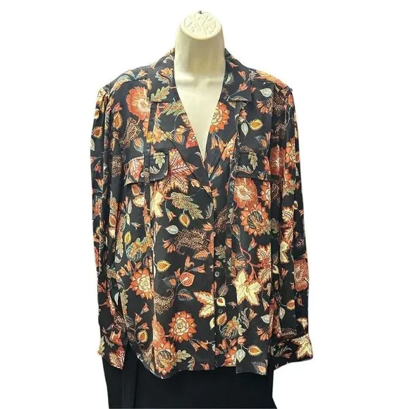 Ulla Johnson Florian Floral-Print Silk Blouse in Hellebore NWT Size 14 - Picture 6 of 11